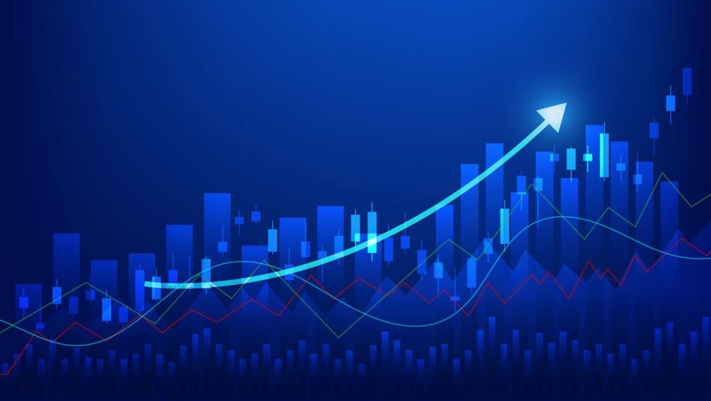 financial chart show stock market price or financial investment profit. business statistics management background concept