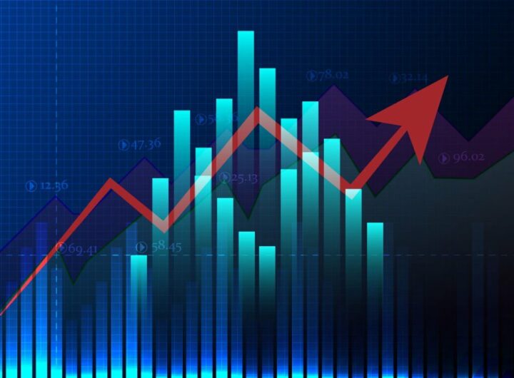 business graph of stock market trading trend chart