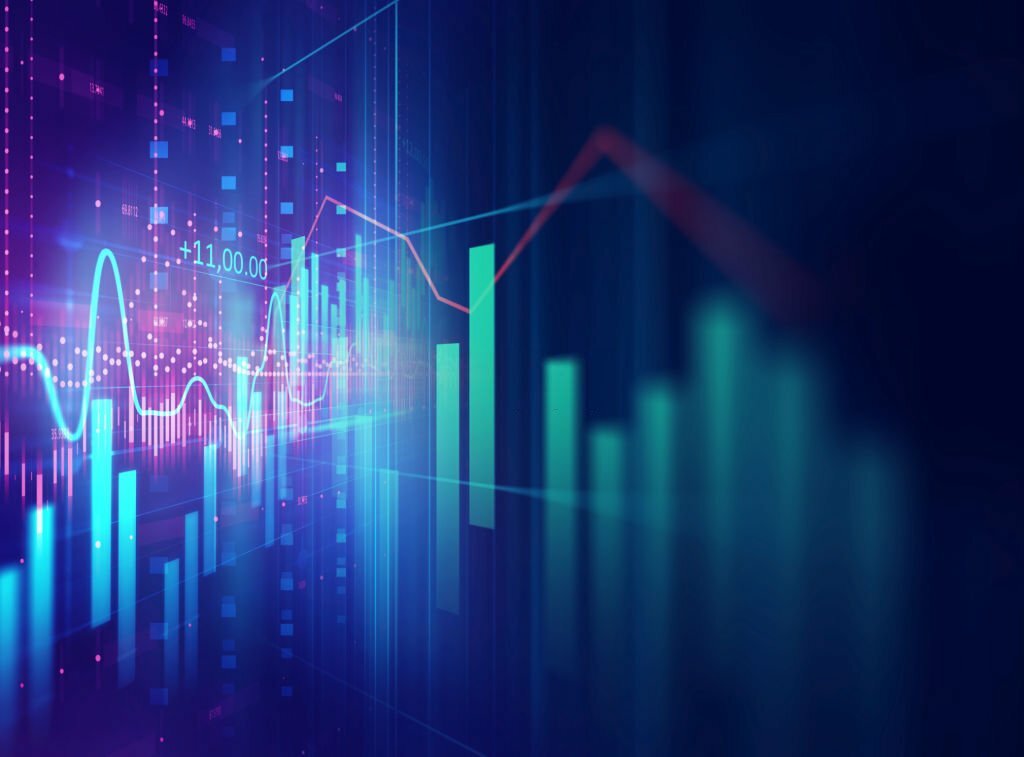 financial stock market graph on technology abstract background represent risk of investment