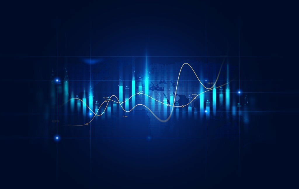 Profit economy trade,virtual chart technology or marketing strategy graph