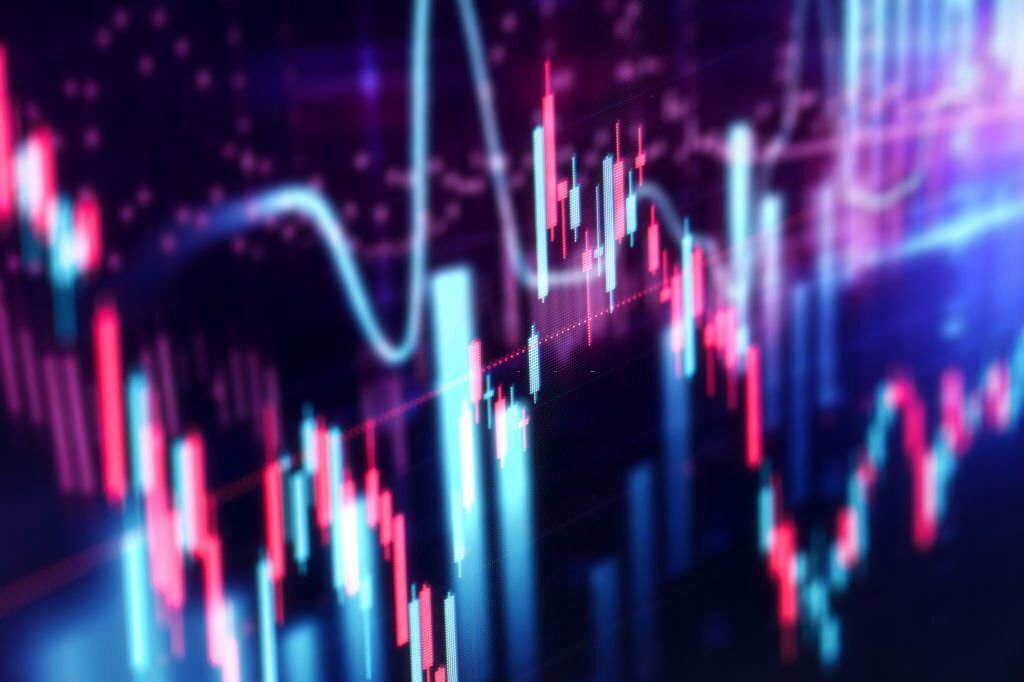 Financial stock market graph. Stock Exchange. Selective focus. Depicts TradingView financial market chart.