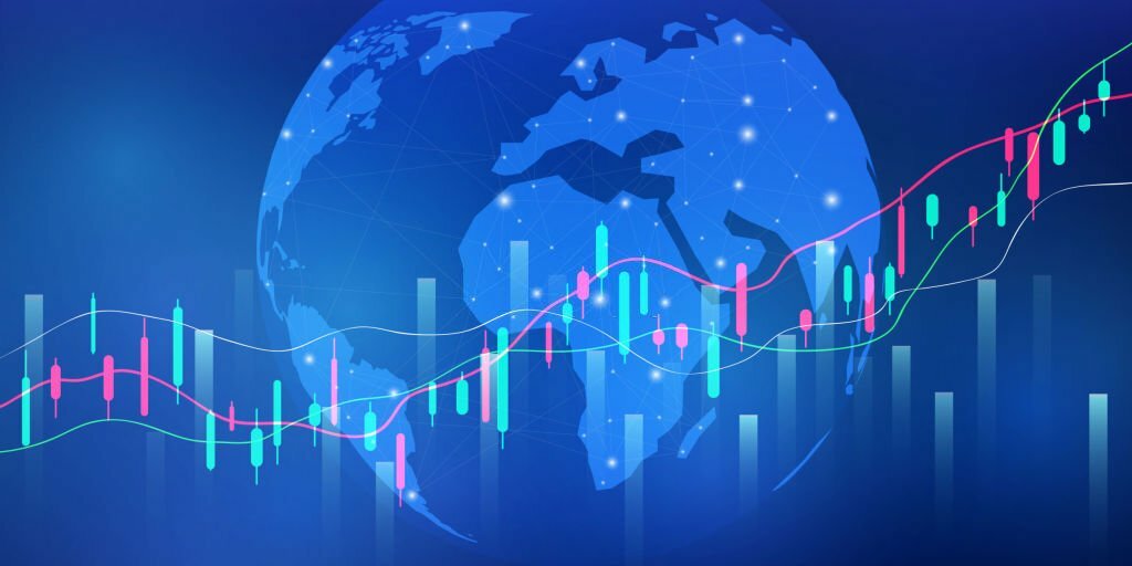 stock market, economic graph with diagrams, business and financial concepts and reports, abstract technology communication concept vector background