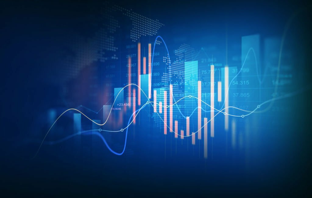 Financial and economic chart of growth and success on the stock market. Development and analysis investment.