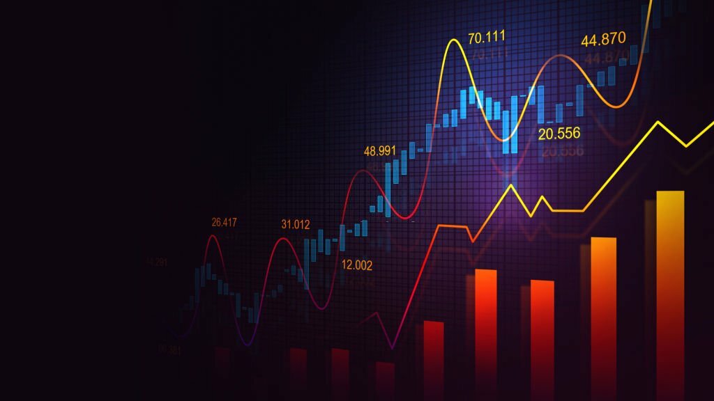 Stock market or forex trading graph in graphic concept suitable for financial investment or Economic trends business idea and all art work design. Abstract finance background