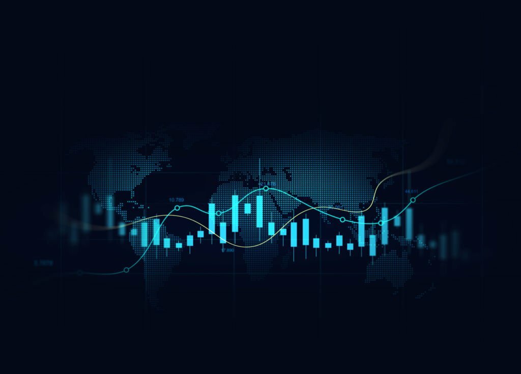 Profit economy trade,virtual chart technology or marketing strategy graph.Investment finance chart,stock market business and exchange financial growth graph.