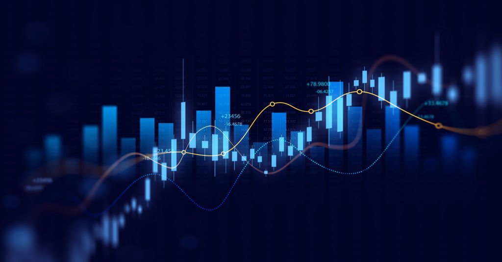 Stock market investment trading graph growth.Investment finance chart,stock market business and exchange financial growth graph