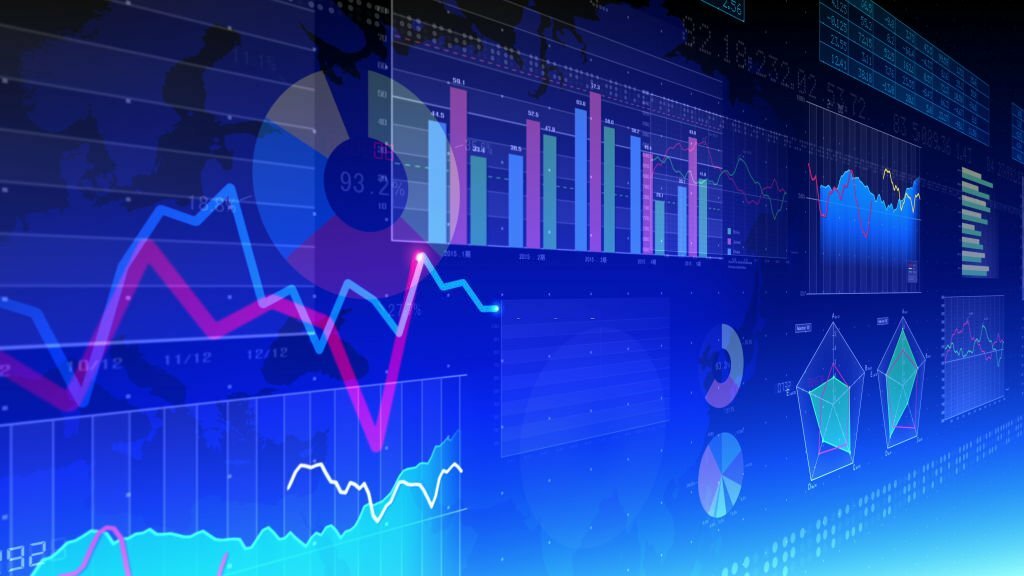 Business Data Graph finance Chart Bar 3D illustration background.