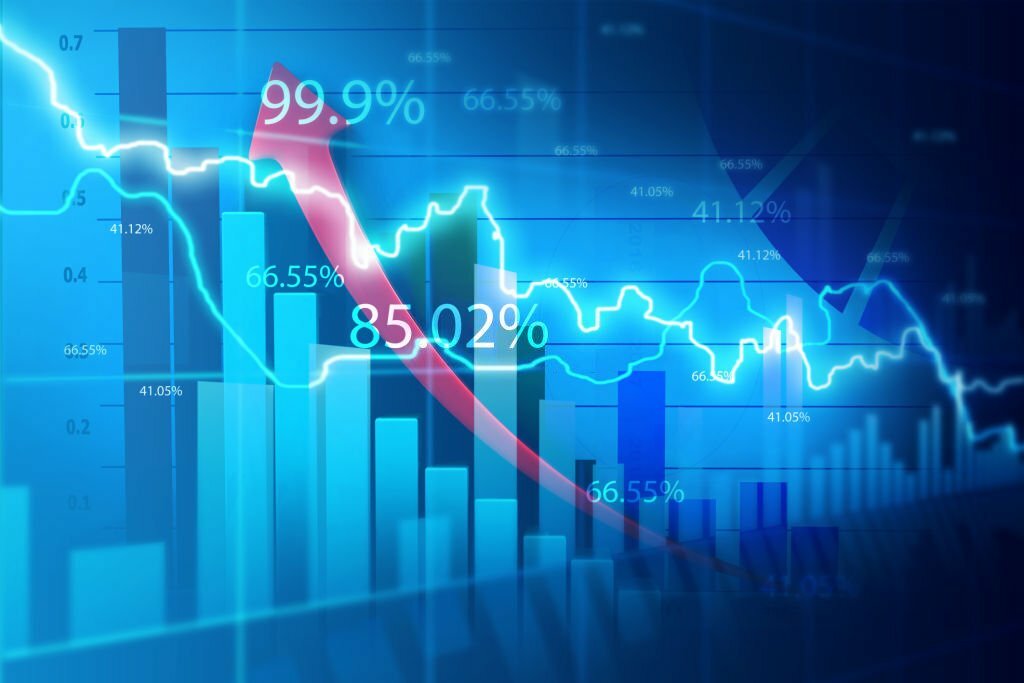 Stock market charts with finance data. 3d illustration