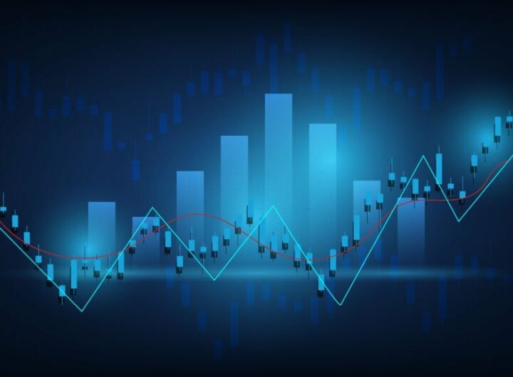 financial chart show stock market price or financial investment profit. business statistics management background concept