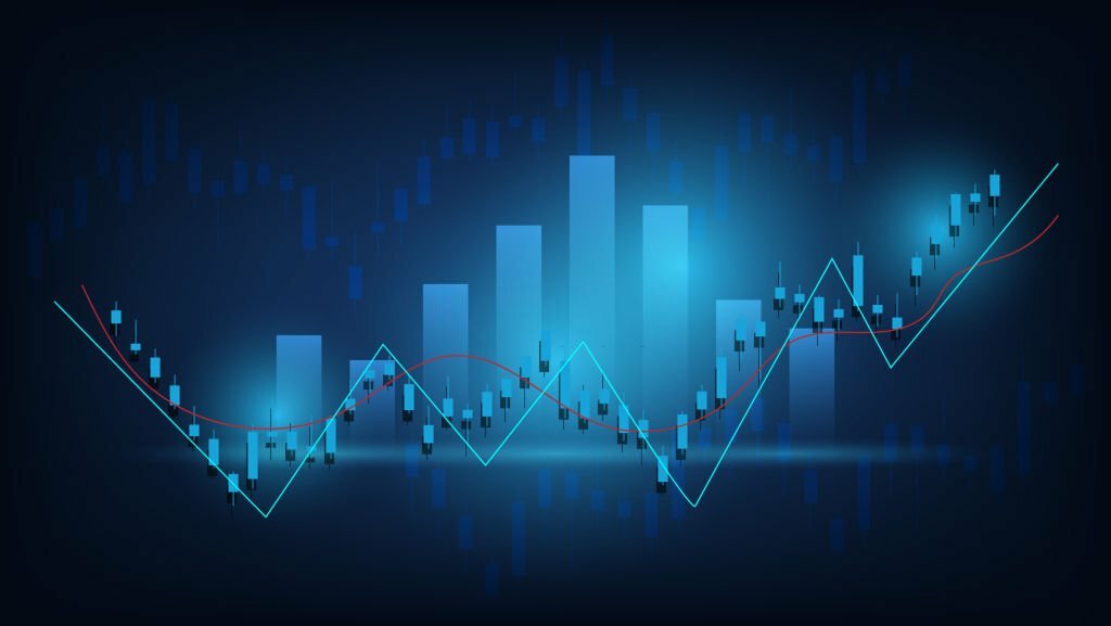 financial chart show stock market price or financial investment profit. business statistics management background concept