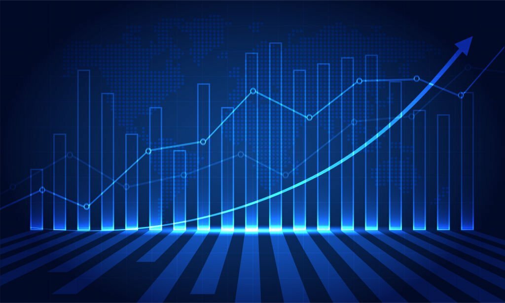 Financial stock market graph on stock market investment trading, Bullish point, Bearish point. trend of graph for business idea and all art work design. vector illustration