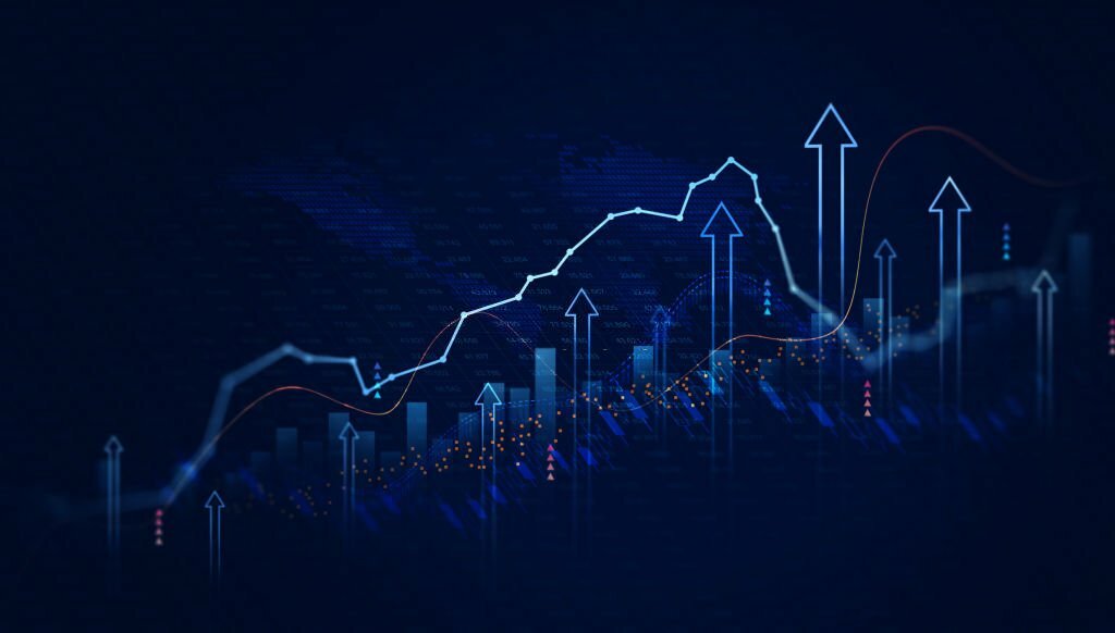 Digital data financial investment and trading graph chart.Business chart  data graph diagram and growth financial  report information