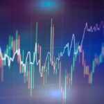 Financial data on a monitor which including of Market Analyze. Bar graphs, Diagrams, financial figures.