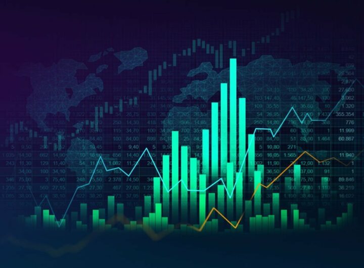 Stock market or forex trading graph in graphic concept suitable for financial investment or Economic trends business idea and all art work design. Abstract finance background