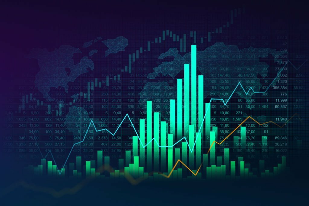 Stock market or forex trading graph in graphic concept suitable for financial investment or Economic trends business idea and all art work design. Abstract finance background