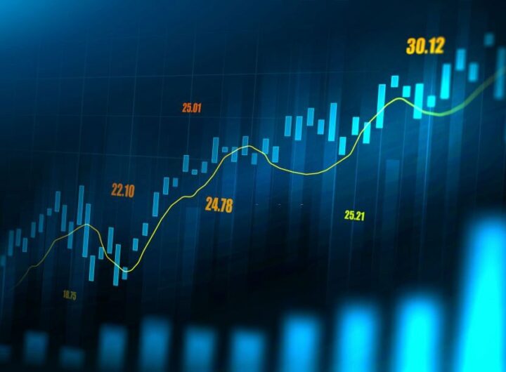 Stock market or forex trading graph in futuristic concept suitable for financial investment or Economic trends business idea and all art work design. Abstract finance background