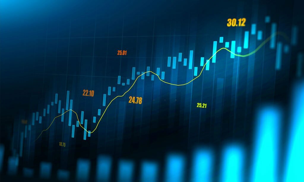 Stock market or forex trading graph in futuristic concept suitable for financial investment or Economic trends business idea and all art work design. Abstract finance background