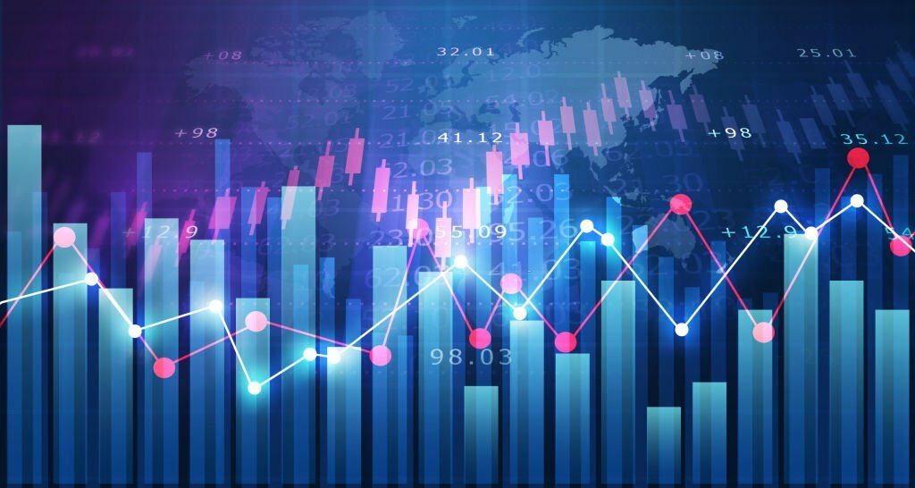 Stock market investment graph chart. 3d illustration