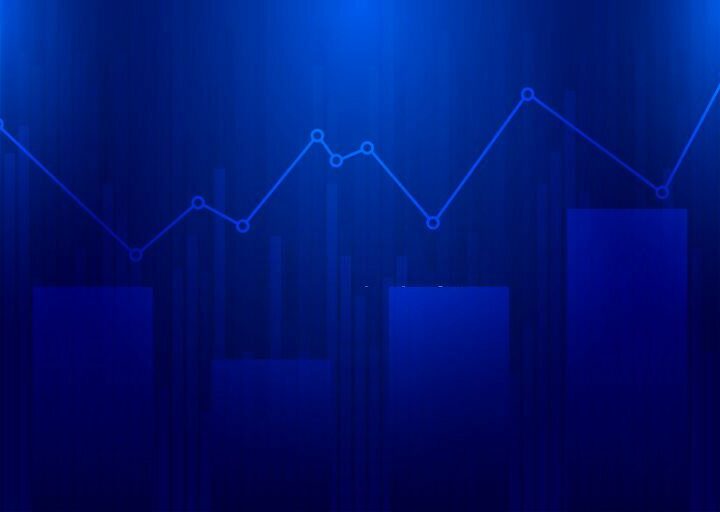 Stock market graph .Business candle stick graph chart of stock market investment trading on dark background design. Trend of graph, Bullish point. Vector illustration