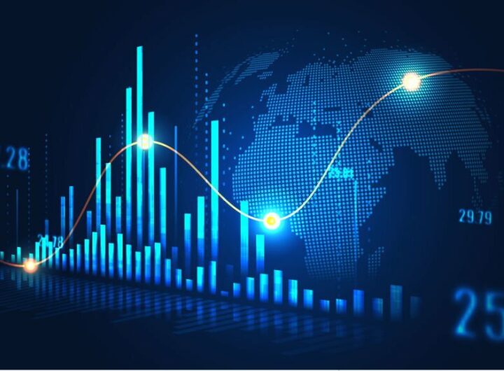 Stock market or forex trading graph in graphic concept suitable for financial investment or Economic trends business idea and all art work design. Abstract finance background. Vector illustration