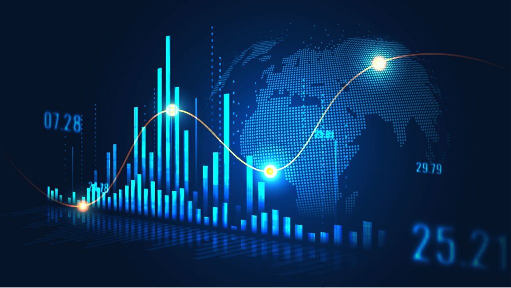 Stock market or forex trading graph in graphic concept suitable for financial investment or Economic trends business idea and all art work design. Abstract finance background. Vector illustration