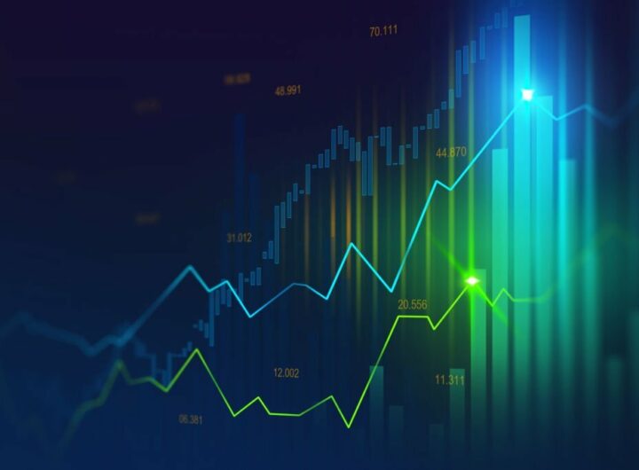 Stock market or forex trading graph in graphic concept suitable for financial investment or Economic trends business idea and all art work design. Abstract finance background