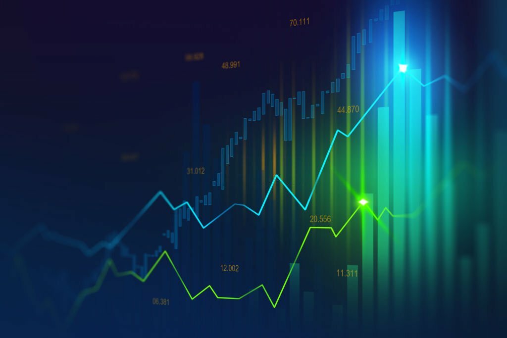 Stock market or forex trading graph in graphic concept suitable for financial investment or Economic trends business idea and all art work design. Abstract finance background